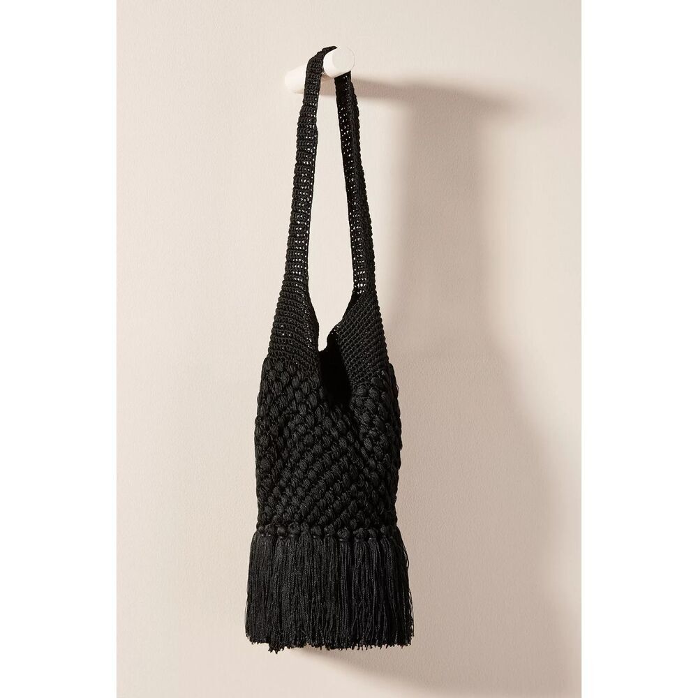 Anthropologie Barbara Crocheted Clutch Black NEW